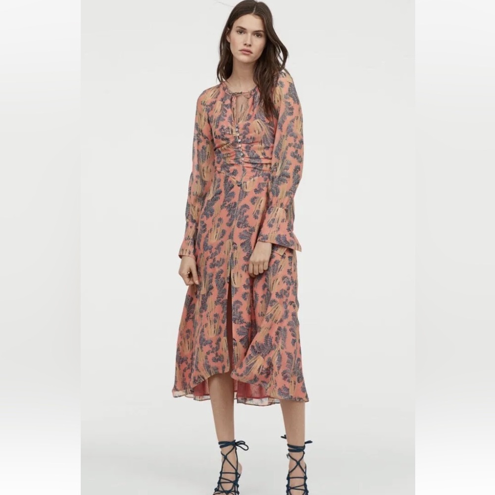 H&M  SS19 Conscious Exclusive Silk dress Bell Sleeves 4